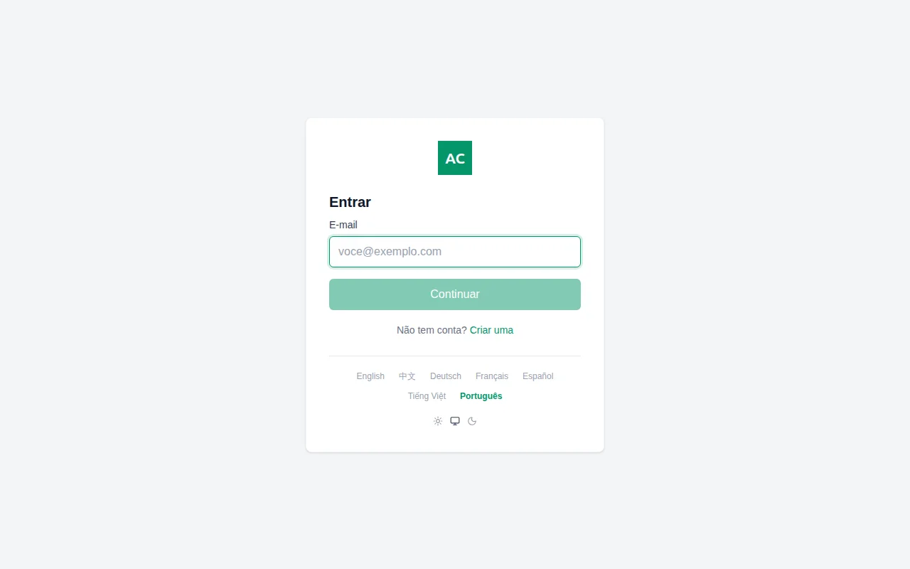 A customized login page showing a branded logo, custom primary color on the sign-in button, and support email in the footer